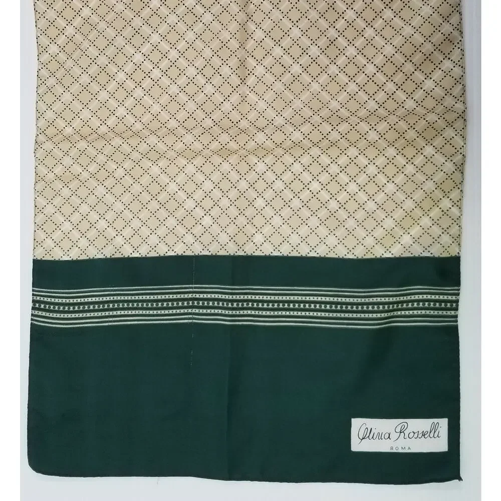 II) Vintage Olivia Rosselli Roma Italian Women's Scarf Green Almond 13